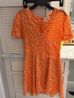 Girls' Orange Floral Fit-and-Flare Dress
